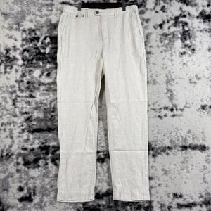 New Banana Republic Slim Straight Trouser Mens 32x32 Ivory Linen Blend
